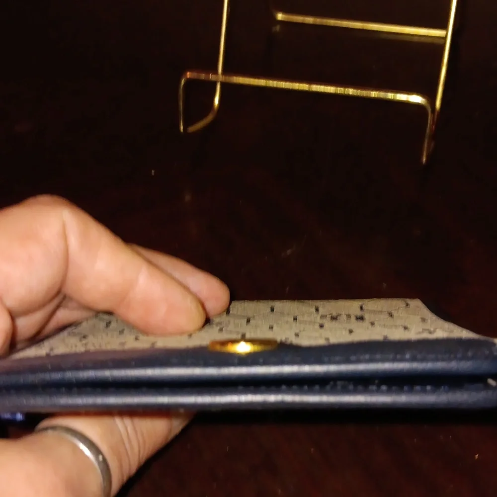 DIOR NAVY MONOGRAMMED TROTTER BIFOLD ID WALLET - Picture 5 of 8